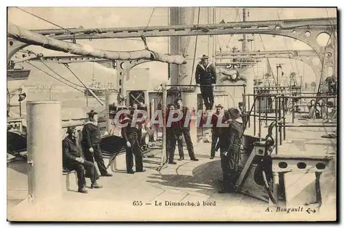 Cartes postales Bateau de guerre le dimanche a bord Gymnastique