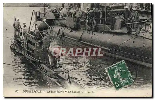 Cartes postales Bateau de guerre Dunkerque Le sous marin Le ludion