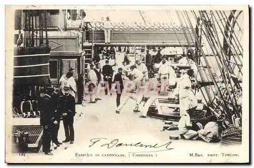 Cartes postales Bateau de guerre Exercice de canonnage Couronne