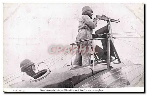 Cartes postales Avion Aviation Mitrailleuse a bord d&#39un monoplan