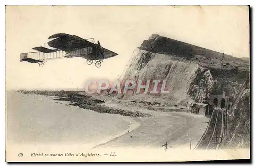Cartes postales Avion Aviation Bleriot en vue des cotes d&#39Angleterre