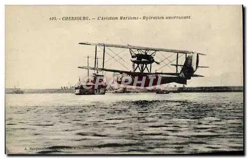 Cartes postales Avion Aviation Cherbourg Aviation maritime Hydravion amerrissant