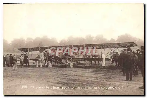 Cartes postales Avion Aviation Poulet prend le depart pour l&#39Australie sur son Caudron G4 Australie