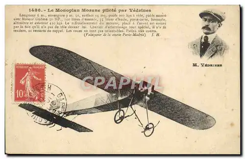 Ansichtskarte AK Avion Aviation Monoplan Morane pilote par Vedrines