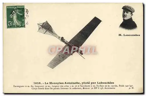Cartes postales Avion Aviation Monoplan Antoinette pilote par Laboucher e
