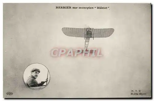 Cartes postales Avion Aviation Barrier sur monoplan Bleriot