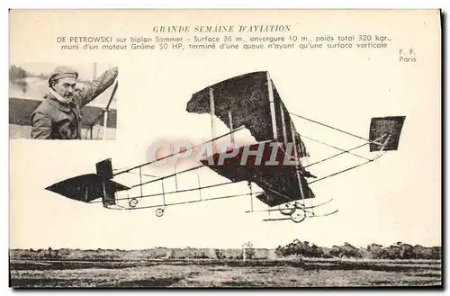 Cartes postales Avion Aviation De Petrowski sur biplan Sommer