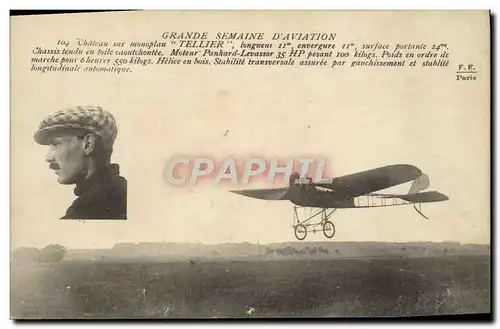 Cartes postales Avion Aviation Chateau sur monoplan Tellier