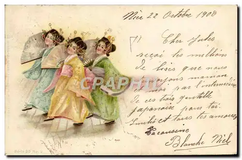 Cartes postales Japon Nippon Femmes Eventail Folklore