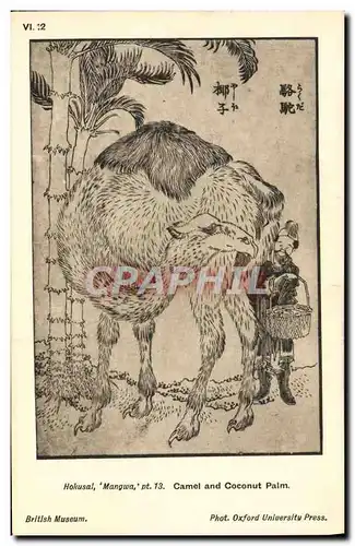 Ansichtskarte AK Japon Nippon Hokusai Mangwa Camel and coconut plam Chameau British Museum