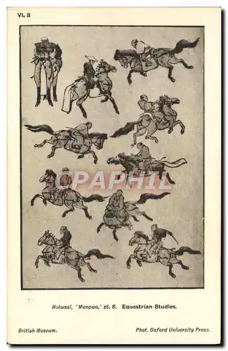 Ansichtskarte AK Japon Nippon Hokusai Mangwa Equestrian studies Cheval Equitation British Museum