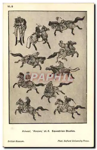 Cartes postales Japon Nippon Hokusai Mangwa Equestrian studies Cheval Equitation British Museum