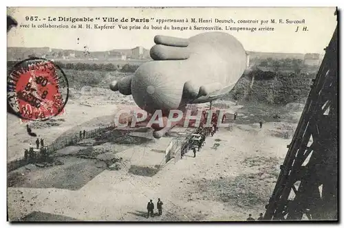 Cartes postales Avion Aviation Zeppelin Dirigeable Ville de Paris appartenant a M Henri Deutsch Surcouff