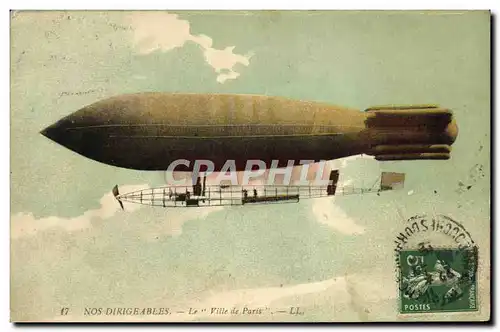 Cartes postales Avion Aviation Zeppelin Dirigeable La Ville de Paris