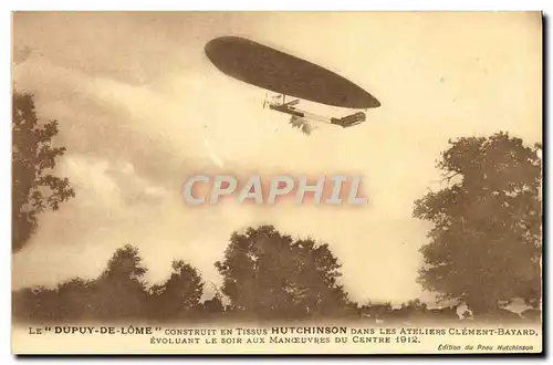 Cartes postales Avion Aviation Zeppelin Dirigeable Dupuy de lome Tissus Hutchinson dans les ateliers Clement Bay