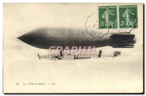 Ansichtskarte AK Avion Aviation Zeppelin Dirigeable Ville de Paris