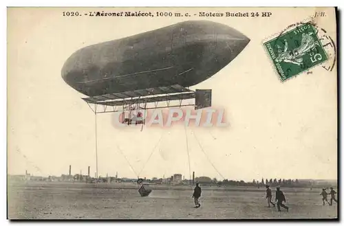 Ansichtskarte AK Avion Aviation Zeppelin Dirigeable Aeronef Malecot Moteur Buchet 24 HP