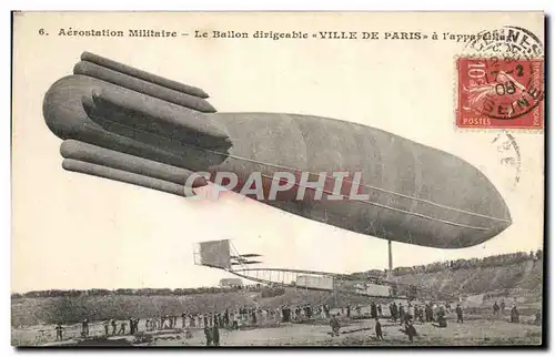Ansichtskarte AK Avion Aviation Zeppelin Dirigeable Le ballon Ville de Paris a l&#39appareillage