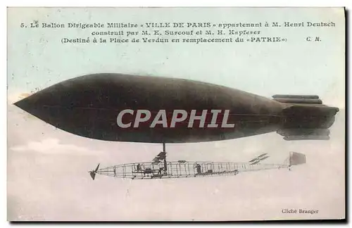 Cartes postales Avion Aviation Zeppelin Dirigeable Ville de Paris Henri Deutsch Surcouf Kapferer