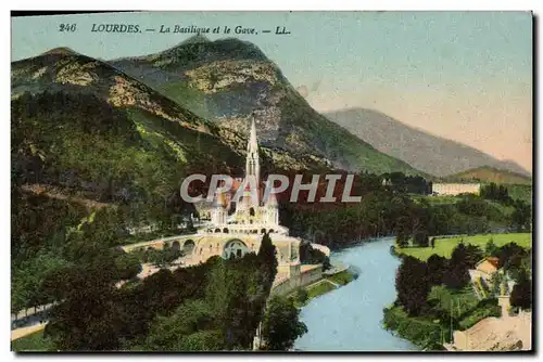 Cartes postales Lourdes La Basilique Et Le Gave