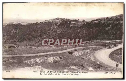 Cartes postales Route De La Grande Corniche Le Col D&#39Eze Et Le Fort De La Drette