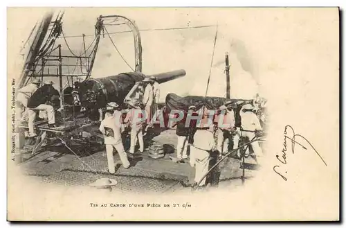 Cartes postales Bateau Tir au canon d'une piece de 27mm