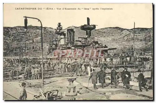 Cartes postales Bateau Castastrophe du Iena Vue d&#39ensemble apres l&#39explosion