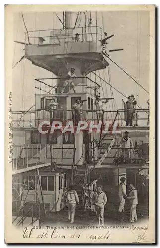 Ansichtskarte AK Bateau Timoniers et passerelle d&#39un cuirasse