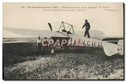 Cartes postales Avion Aviation Vedrine dans l&#39Est et son appareil La vache