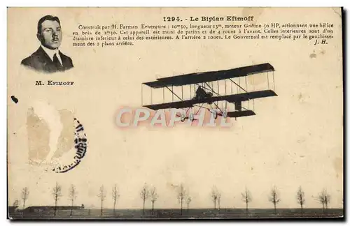Cartes postales Avion Aviation Biplan Efimoff