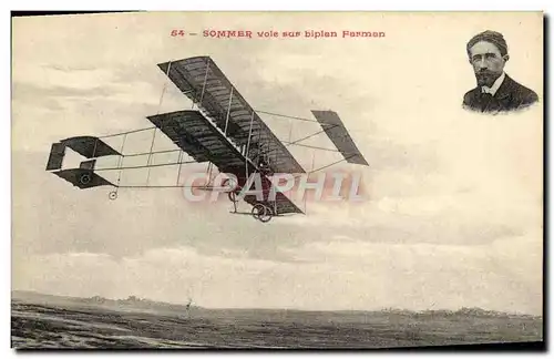 Ansichtskarte AK Avion Aviation Somemr vole sur biplan Farman