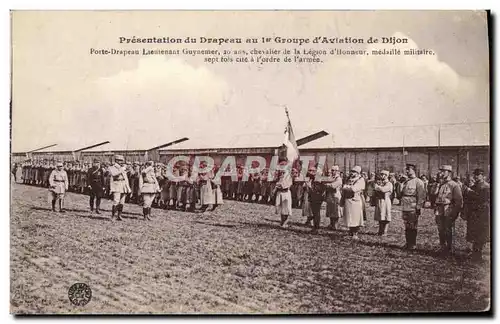 Cartes postales Avion Aviation Presentation du drapeau au 1er groupe d&#39aviation de Dijon Porte drapeau Guynem