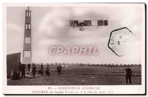 Cartes postales Avion Aviation Paulhan sur biplan Voisin 20 a Reims