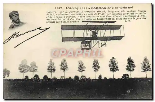 Cartes postales Avion Aviation Aeroplane H Farma en plein vol
