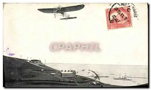 Cartes postales Avion Aviation Traversee de la Manche Endroit ou est passe Bleriot avant d&#39atterir a Douvres