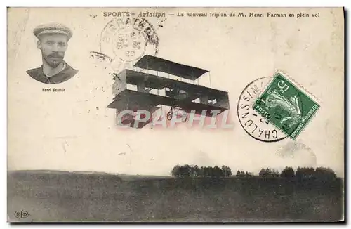 Ansichtskarte AK Avion Aviation Le nouveau triplan de M Henri Farman en plein vol