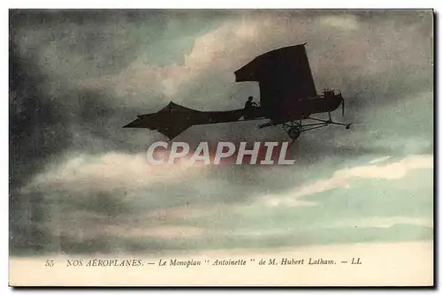 Ansichtskarte AK Avion Aviation Monoplan Antoinette de M Hubert latham