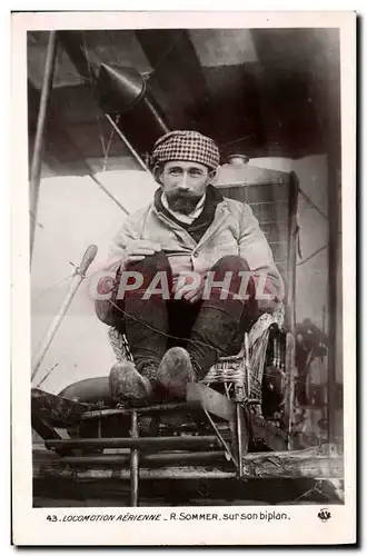 Cartes postales Avion Aviation Sommer sur son biplan