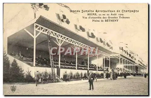 Ansichtskarte AK Avion Aviation Grande semaine aeronautique de champagne Reims Vue d&#39ensemble des tribunes Pla