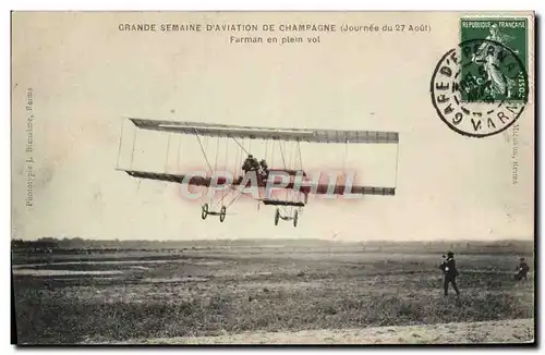 Ansichtskarte AK Avion Aviation Reims 2eme Grande semaine d&#39aviation de Champagne Journee du 27 aout Farman en