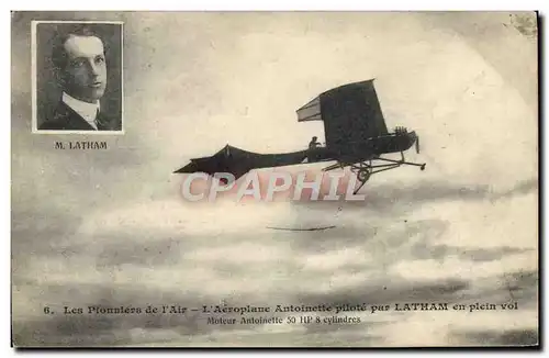 Cartes postales Avion Aviation Aeroplane Antoinette pilote par Latham en plein vol