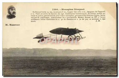 Ansichtskarte AK Avion Aviation Monoplan Nieuport