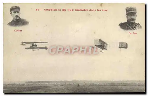 Cartes postales Avion Aviation Curtiss et de Rue ensemble dans les airs