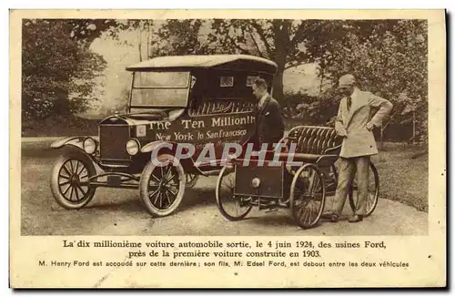 Cartes postales Automobile Usines Ford 10 millionieme voiture 4 juin 1924