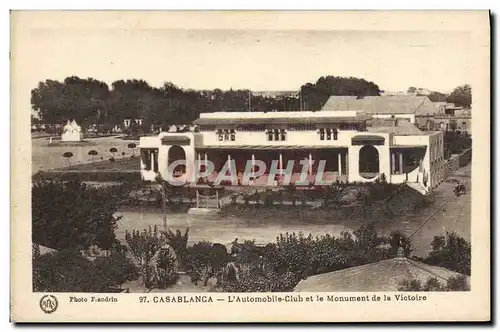 Cartes postales Automobile Casablanca L&#39automobile Club et le monument de la Victoire Maroc