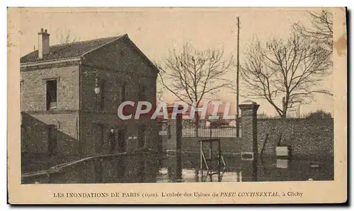 Ansichtskarte AK Automobile Inondations de Paris 1910 L&#39entree des usines du Pneu Continental a Clichy