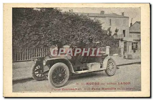 Cartes postales Automobile M G Hours sur voiture Labor Pneus Continental Raid Marseille en 15 heures