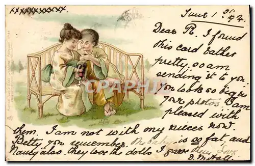 Cartes postales Japon Nippon Couple Poupee