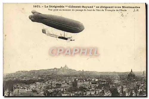 Cartes postales Aviation Zeppelin Dirigeable Clement Bayard se dirigeant vers Montmartre Vue prise au moment Arc