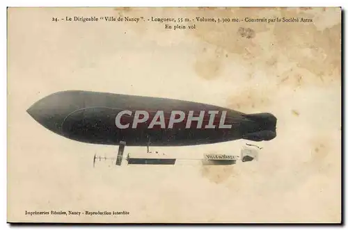 Cartes postales Aviation Zeppelin Dirigeable Ville de Nancy
